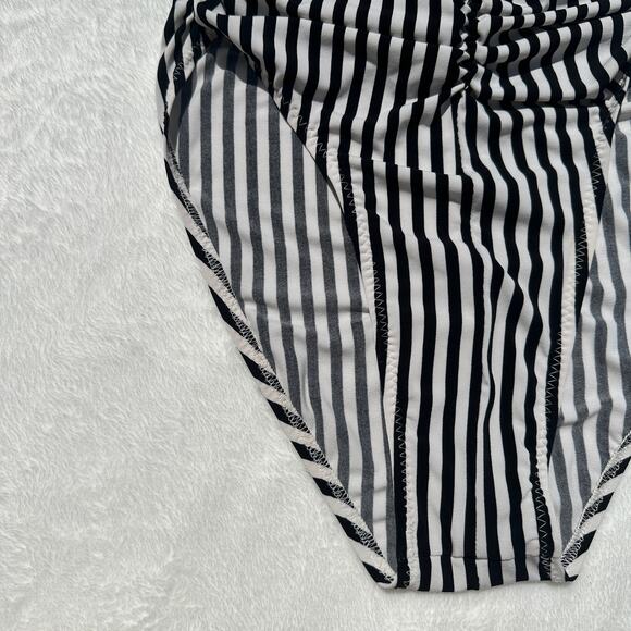 Norma Kamali Slinky Marissa Ivy Black White Stripe One Piece Swimsuit Small NWOT - Picture 8 of 13